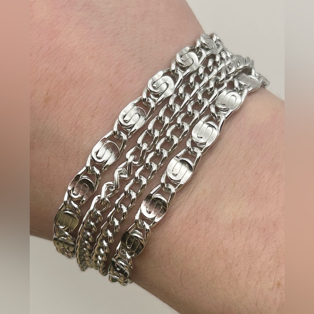 Multistrand 4 Chain Silver Tone Bracelet